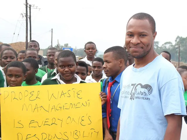 Bruce with Bigodi secondary school club on waste managment